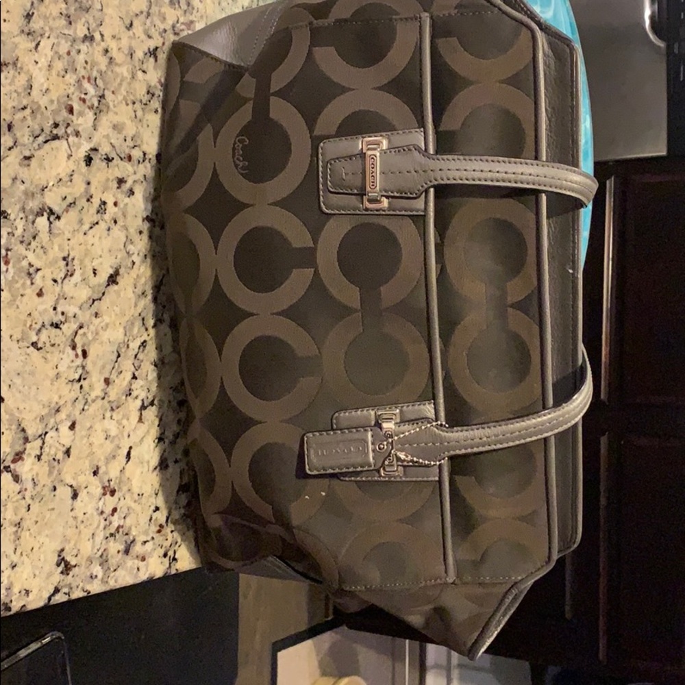 grey coach purse